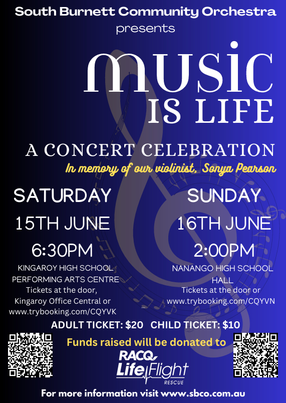 Music Is Life, A Concert Celebration in memory of our violinist, Sonya Pearson - 15th and16th June 2024